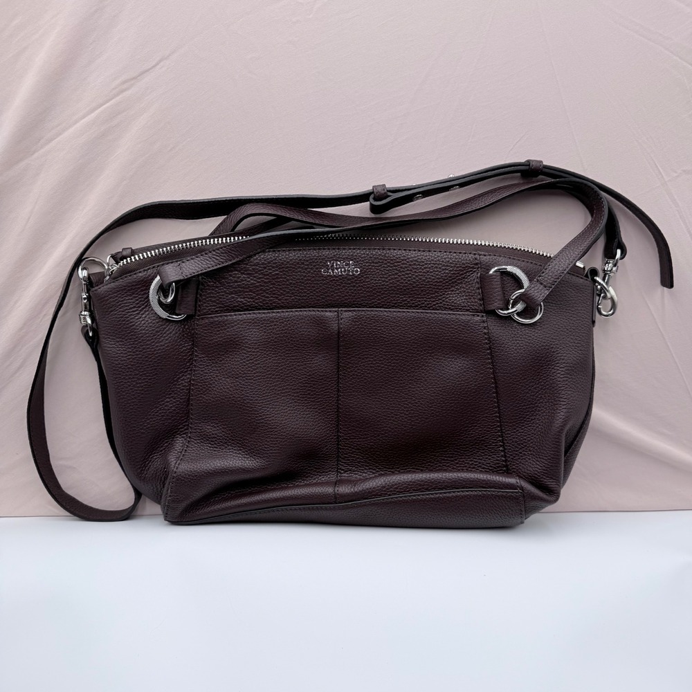 Vince Camuto Raya Black Cherry Pebbled Leather Crossbody Bag VV-RAYA-SA1